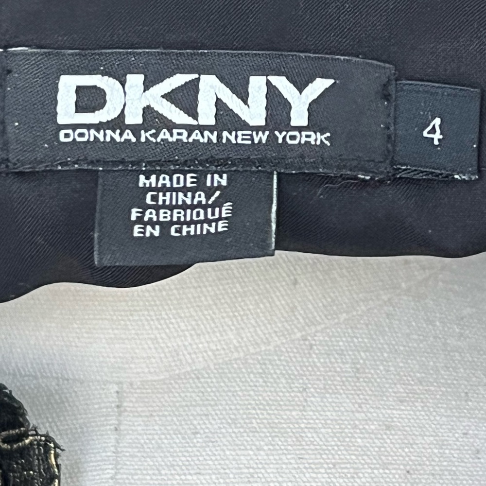 DKNY Metallic Lace Overlay V-Neck Dress With Sheer Sleeves - Picture 16 of 16